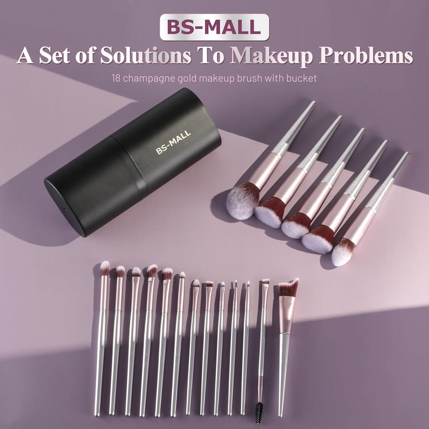 BS-MALL Makeup Brush Set 18 Pcs Professional Foundation Powder Concealers Eyeshadow Blush Synthetic Makeup Brushes with Labeled instruction Black Case Upgraded Version Quick Pick Grocers