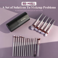 BS-MALL Makeup Brush Set 18 Pcs Professional Foundation Powder Concealers Eyeshadow Blush Synthetic Makeup Brushes with Labeled instruction Black Case Upgraded Version Quick Pick Grocers