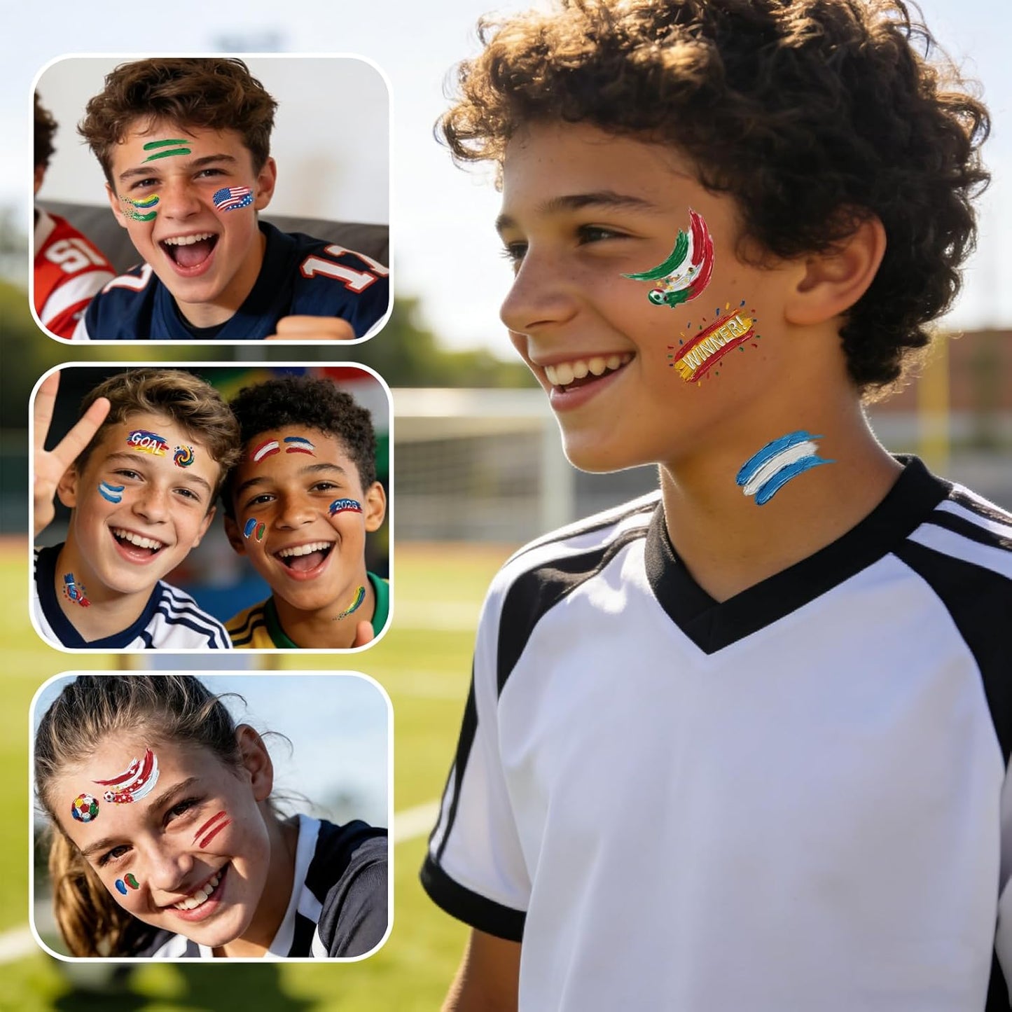 Awinmay 45 Pcs Soccer Tattoos - World Cup Temporary Tattoos for Kids，Adult，Teens，Soccer Party Favors Sports Themed Supplies Fake Tattoo Stickers，World Cup 2026 Merchandise，Kids Goodie Bag Stuffers Quick Pick Grocers