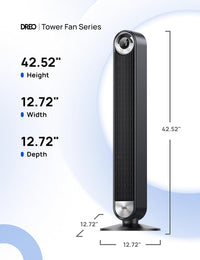 DREO Tower Fan for Bedroom, 90° Oscillating Standing Fan with 28ft/s Velocity, 20dB Quiet for Sleep, DC Motor, 9 Speeds, 4 Modes, 12H Timer, Voice & APP & Remote Control, Starlight Quick Pick Grocers