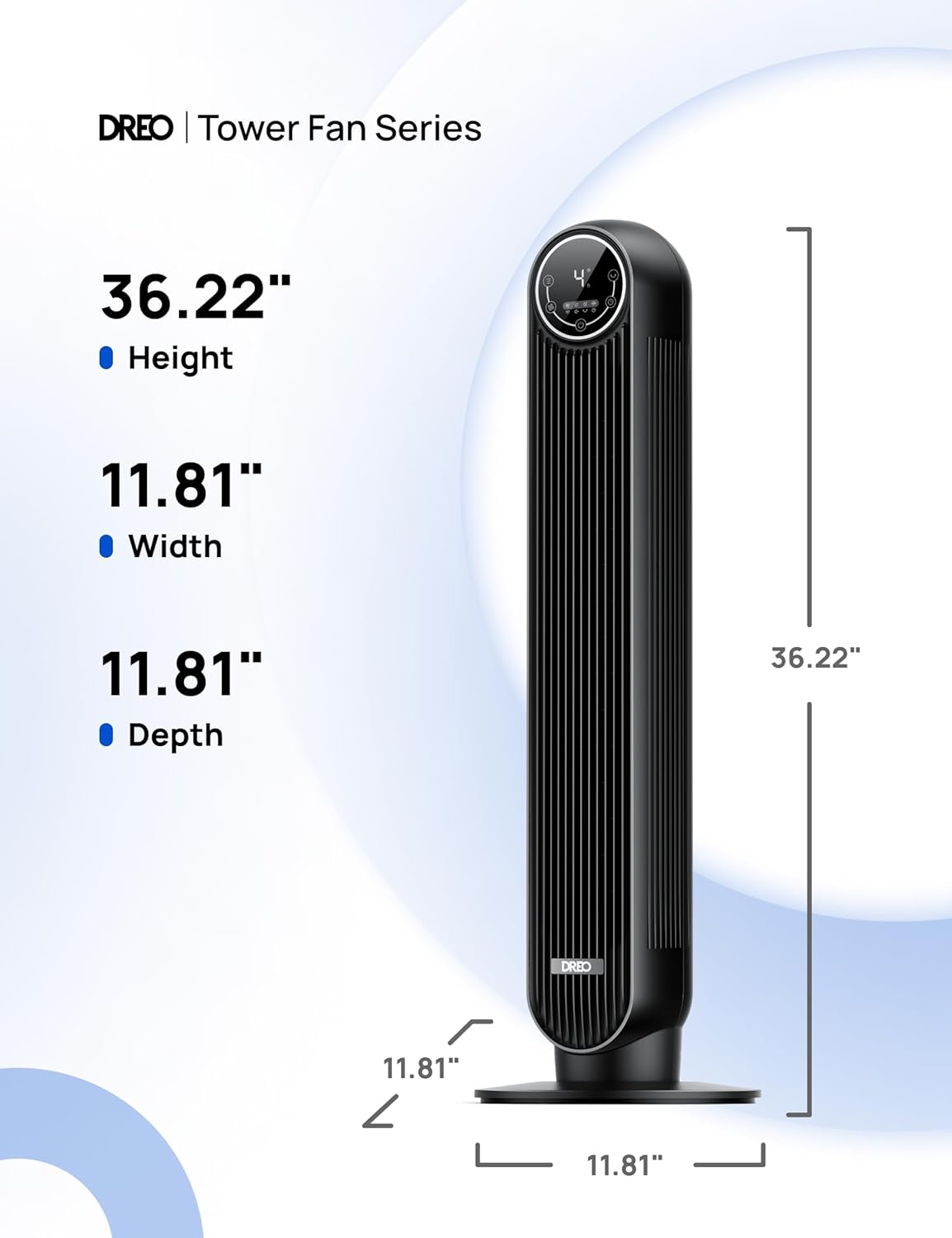 DREO Tower Fan for Bedroom, 2026 Upgraded DC Motor, 28ft/s High Velocity, 20dB Ultra Quiet Standing Fan, 8 Speeds 4 Modes, 90° Oscillating Bladeless Fan for Indoors, Floor Fans with Remote Quick Pick Grocers