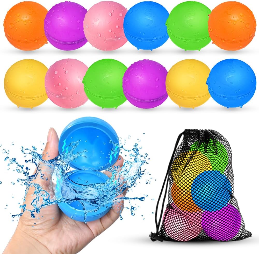 Reusable Water Balloons, Pool Beach Water Toys for Boys and Girls, Summer Toys for Kids Ages 3-12, Magnetic Water Ball for Outdoor Activities Quick Pick Grocers