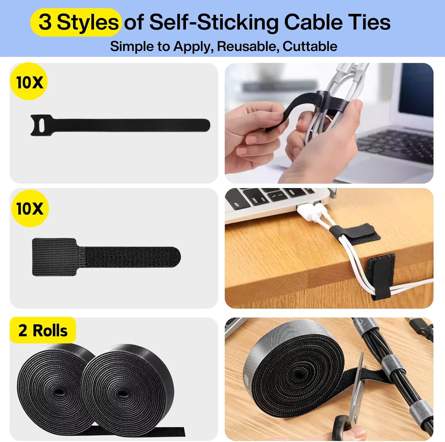 [313Pcs] Cable Management Kit, 67 Adhesive Cable Clips, Topavatop Desk Cord Organizer, 22 Reusable Cable Strap, 4 Cable Sleeve Split, 200 Nylon Cable Zip Ties with 20 Mounts for TV Office Home Quick Pick Grocers