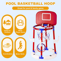 2-in-1 Poor Toy Basketball & Ring Toss Game with 4 Balls, 6 Rings&Pump, Summer Pool Toys Outdoor Water Fun Family Party for Age 3-12 Quick Pick Grocers