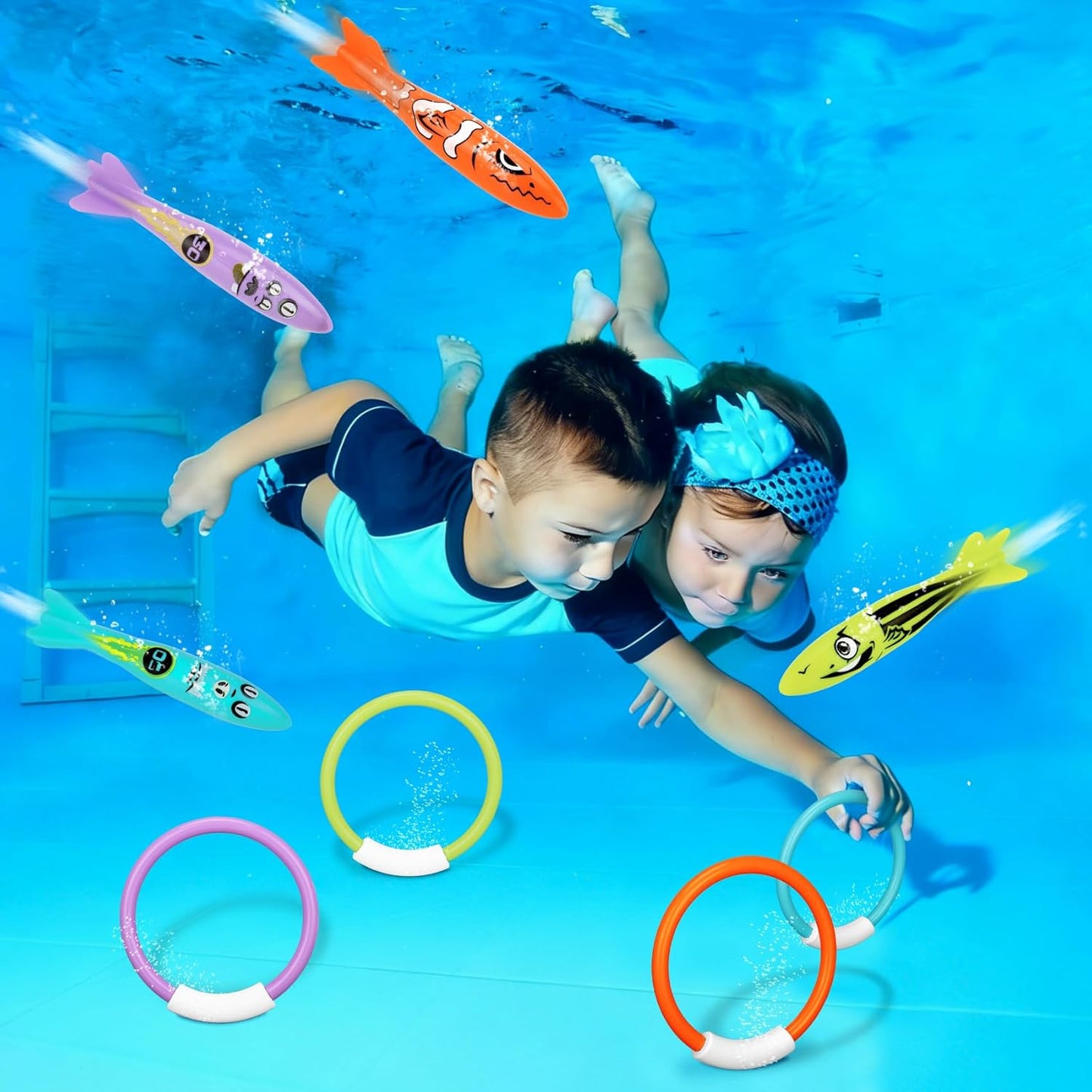 Korlon Tec Underwater Pool Toys for Kids Ages 4-8 8-12, Summer Training Swim Pool Diving Toys Set for Fun Water Games Quick Pick Grocers