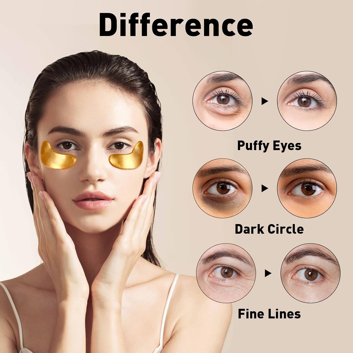 CHMI Under Eye Patches (50 Pairs) - 24K Gold Eye Patches for Puffy Eyes, Dark Circles, EyeBags and Wrinkles, Collagen Skin Care Products, Beauty & Personal Care Quick Pick Grocers