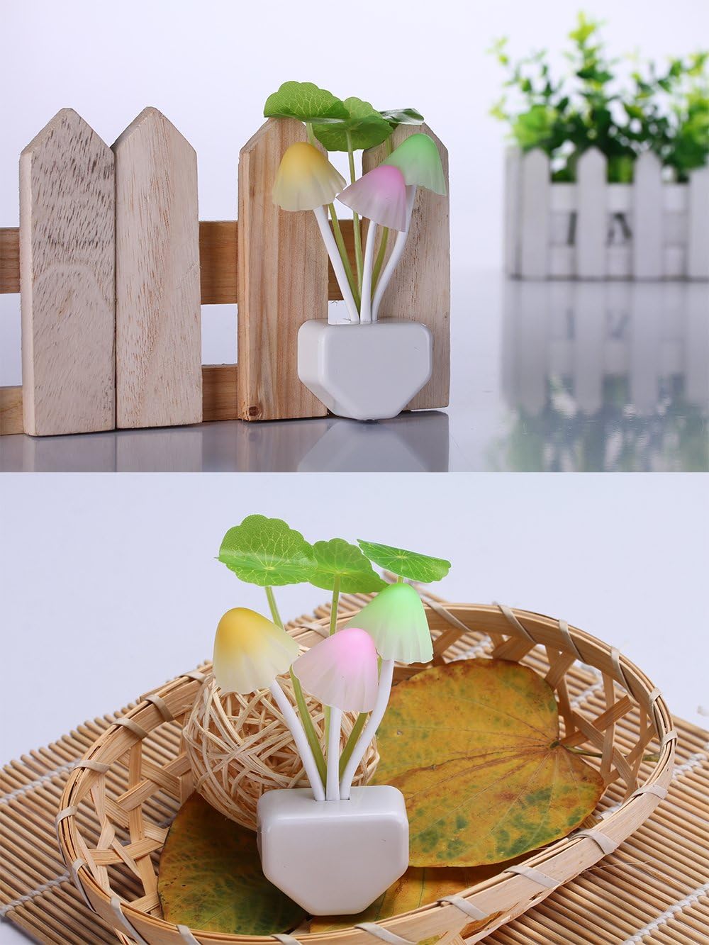Rienar Sensor Led Night Light, Color Changing Plug-in LED Mushroom Dream Bed Lamp Quick Pick Grocers