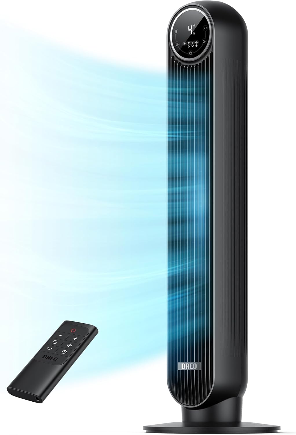 DREO Tower Fan for Bedroom, 2026 Upgraded DC Motor, 28ft/s High Velocity, 20dB Ultra Quiet Standing Fan, 8 Speeds 4 Modes, 90° Oscillating Bladeless Fan for Indoors, Floor Fans with Remote Quick Pick Grocers