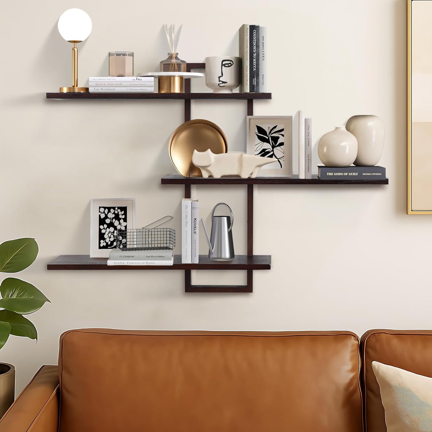 PHOENANCEE 3 Tier Wall Shelves,Decorative Floating Shelf for Wall,Plants Photo Shelf Storage Display Shelving Wood for Living Room Bedroom Kitchen Home Office Decor,Modern,Large,22 Inch Quick Pick Grocers