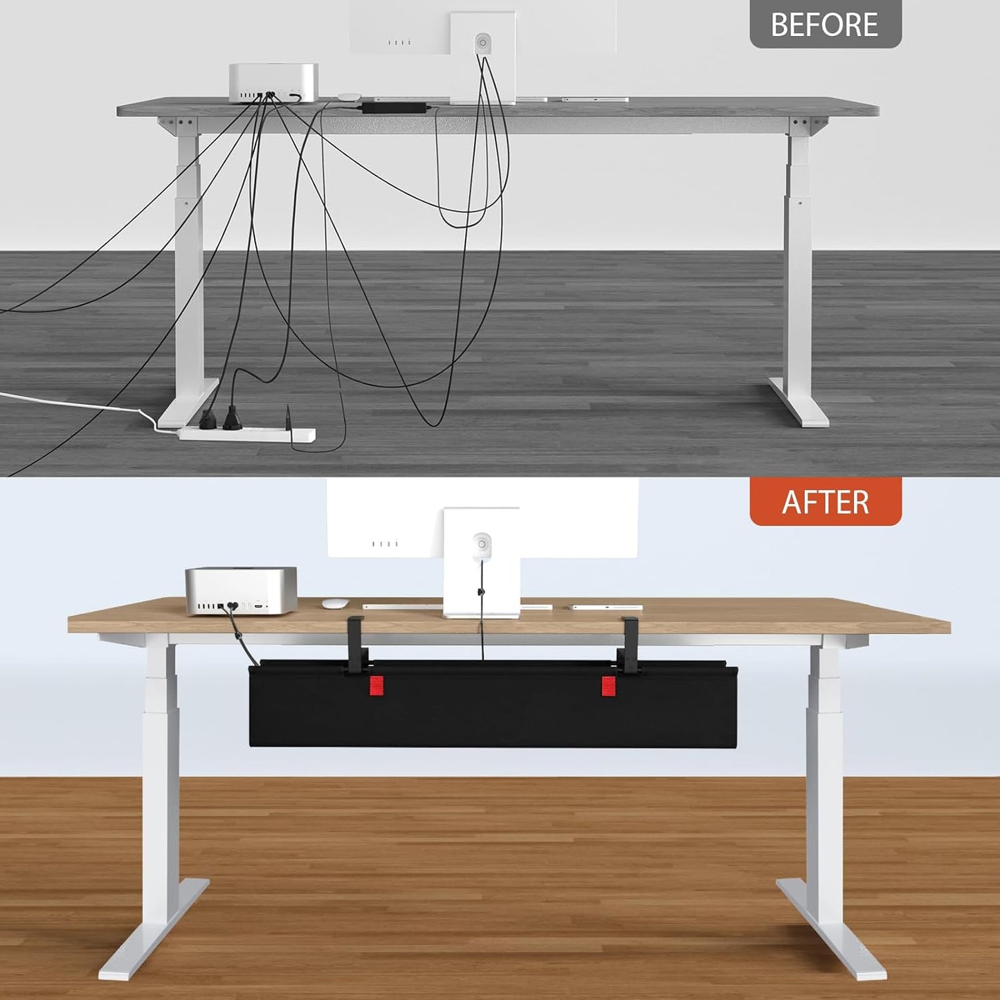 Univivi No Drill Under Desk Cable Management Tray, 36" Cord Organizer for Table, Clamp/Screw Mount Desk Cable Management, Premium Fabric Cable Management Tray for Office, Home Quick Pick Grocers