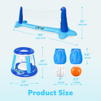 JOYIN Inflatable Pool Float Set Volleyball Net & Basketball Hoops, Balls Included for Kids and Adults Swimming Game Toy, Summer Floaties, Volleyball Court |Basketball Quick Pick Grocers