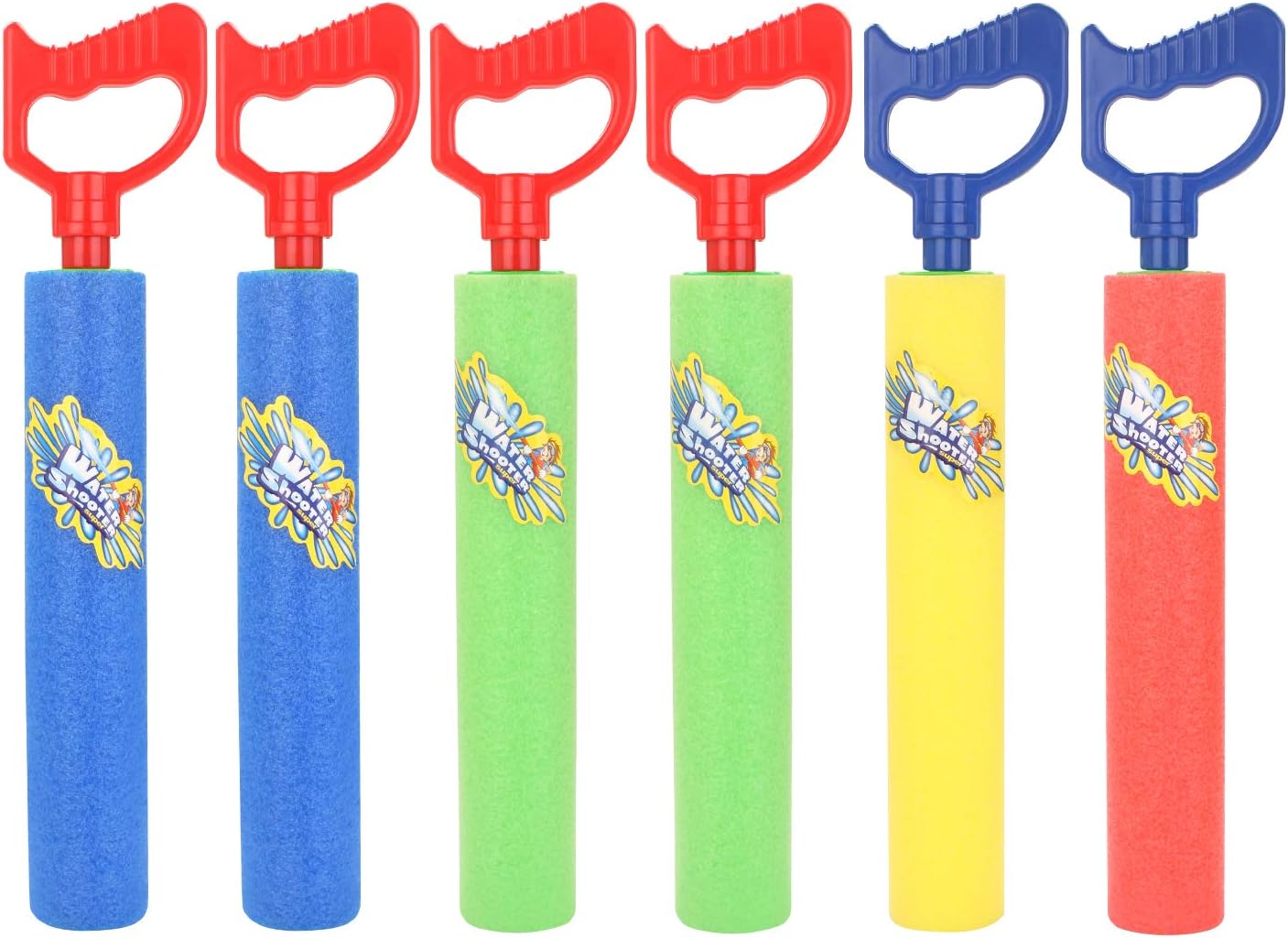Fun-Here Water Guns Shooter 6 Pack, Super Foam Soakers Blaster Squirt Guns, Pool Noodles Toy with Plastic Handle Summer Swimming Beach Garden Fighting Game,Outdoor Toys for Kids Boys Girls Adults Quick Pick Grocers