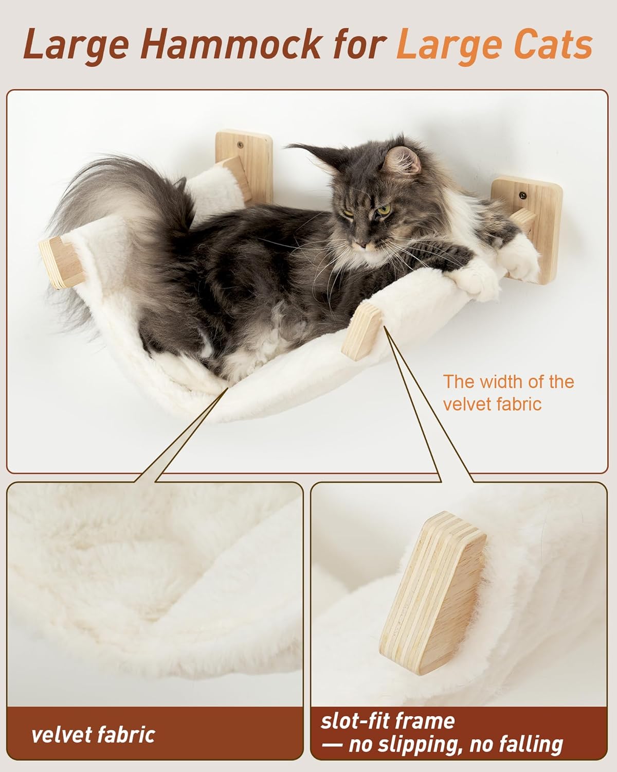 Cat Wall Shelves for Large Cats, 5-in-1 Cat Wall Furniture with Large Hammock and Wide Perch, Wooded Wall Climbing Furniture Set for Indoor Cats Quick Pick Grocers
