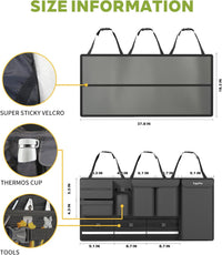 SugarFox Backseat Hanging Trunk Organizer for SUVs, Cars, Trucks & MPVs | Multi-Pocket Storage with Anti-Slip Straps | Space-Saving Auto Accessory | Gift for Drivers | 37.8" x 18.1" Quick Pick Grocers