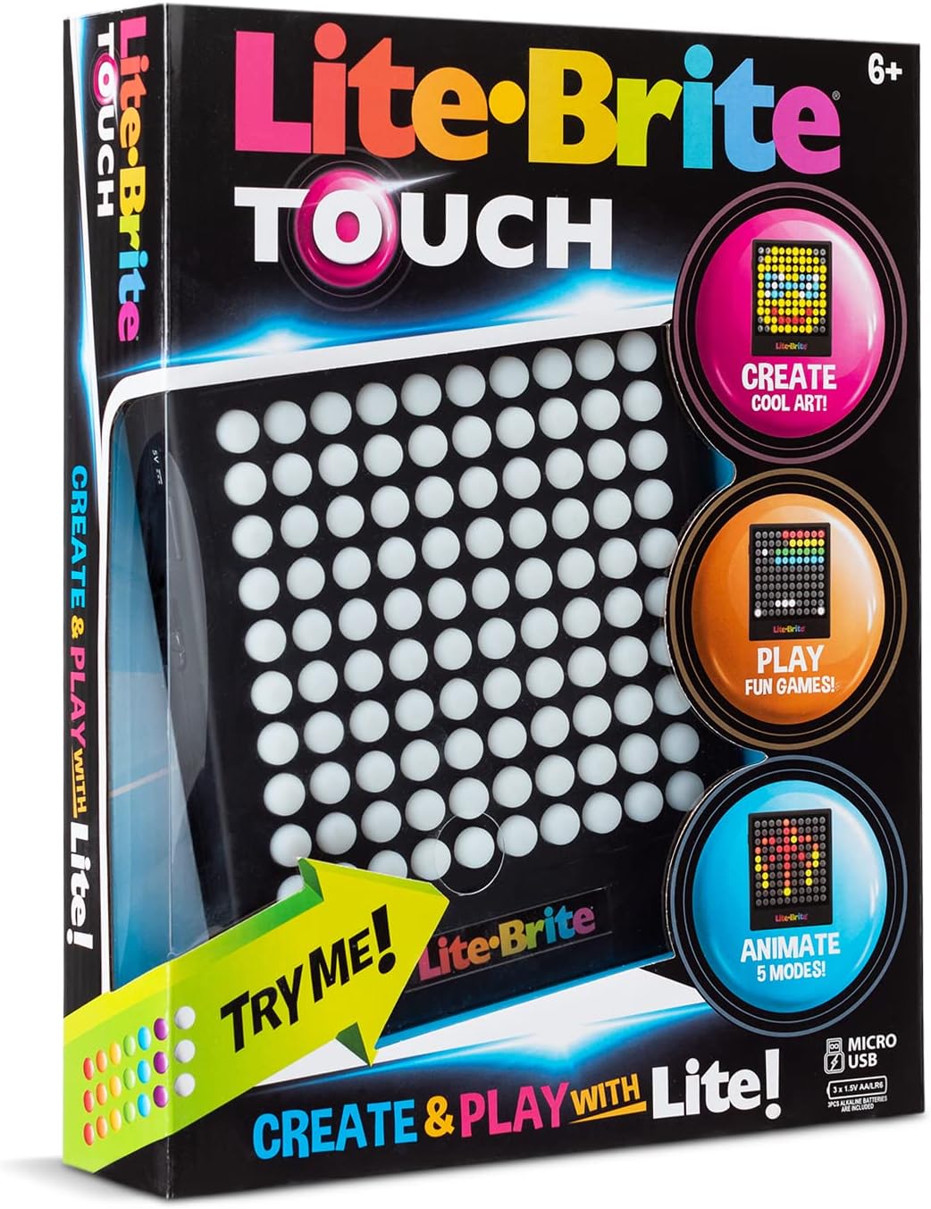 Lite-Brite Touch - Create, Play and Animate - Light Up Portable Stem Sensory Learning Toy, Creative Art Stem Toy for Girls, Boys, Unisex, Toddler, Holiday, Birthday, Gift, Ages 6+ Quick Pick Grocers