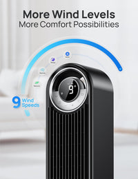 DREO Tower Fan for Bedroom, 90° Oscillating Standing Fan with 28ft/s Velocity, 20dB Quiet for Sleep, DC Motor, 9 Speeds, 4 Modes, 12H Timer, Voice & APP & Remote Control, Starlight Quick Pick Grocers