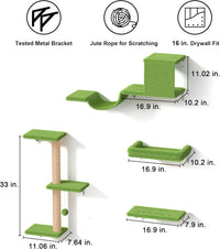 FUKUMARU Cat Wall Shelves, Stable & Safe 4 in 1 Cat Walls Furniture Set, Wooden Kitten Climbing Wall with Scratching Post for 16 Inch Drywall Quick Pick Grocers