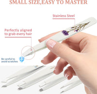 Personalized Tweezers Set for Women Facial Hair in Floral Travel Case, Small Self Care Inspirational Easter Gifts for Her Friend, Eyebrow Ingrown Hair Splinter Removal Grooming Kit Quick Pick Grocers