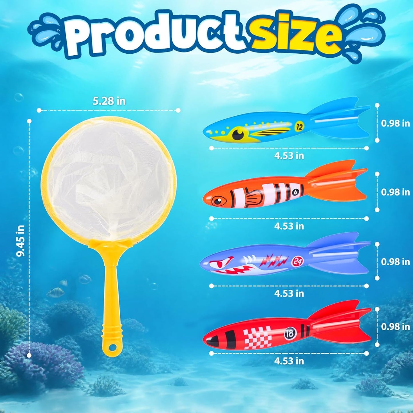 Diving Pool Toys, Bath Toys Set for Kids Shower Ages 3-12, Beach Essentials Water Toy Pool Games Summer Swim Water Dive Sinking Mermaid Toys Quick Pick Grocers