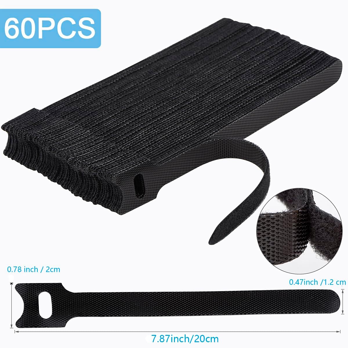 Nettbe Reusable Cable Ties, Adjustable Cord Straps Wire Organizer Cord Wrap and Hook Loop Cable Management Quick Pick Grocers
