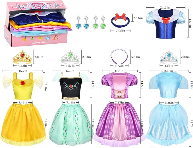 LIMIROLER Princess Dress Up Clothes for Little Girl Role Play Costume Gift Set Princess Dress Up Toys for Toddler Girls Quick Pick Grocers
