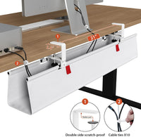 Univivi No Drill Under Desk Cable Management Tray, 36" Cord Organizer for Table, Clamp/Screw Mount Desk Cable Management, Premium Fabric Cable Management Tray for Office, Home Quick Pick Grocers