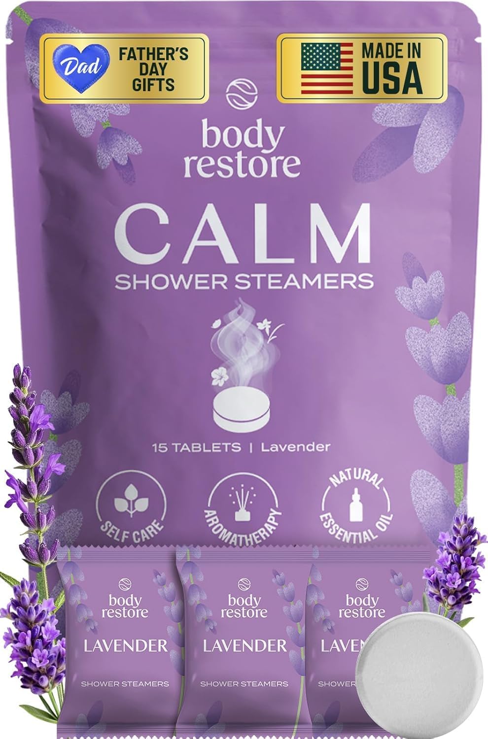 Body Restore Shower Steamers Aromatherapy 15 Pack – Fathers Day Gift for Dad, Luxury Spa Gifts for Men, Relaxation Stress Relief Self Care Quick Pick Grocers