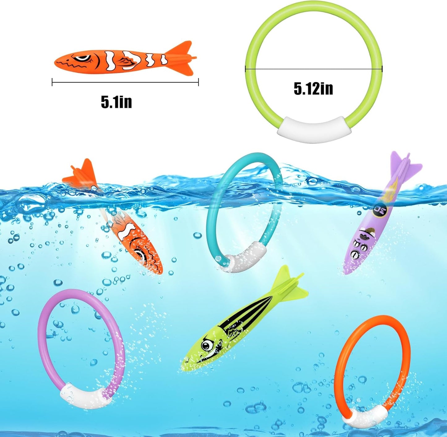 Korlon Tec Underwater Pool Toys for Kids Ages 4-8 8-12, Summer Training Swim Pool Diving Toys Set for Fun Water Games Quick Pick Grocers