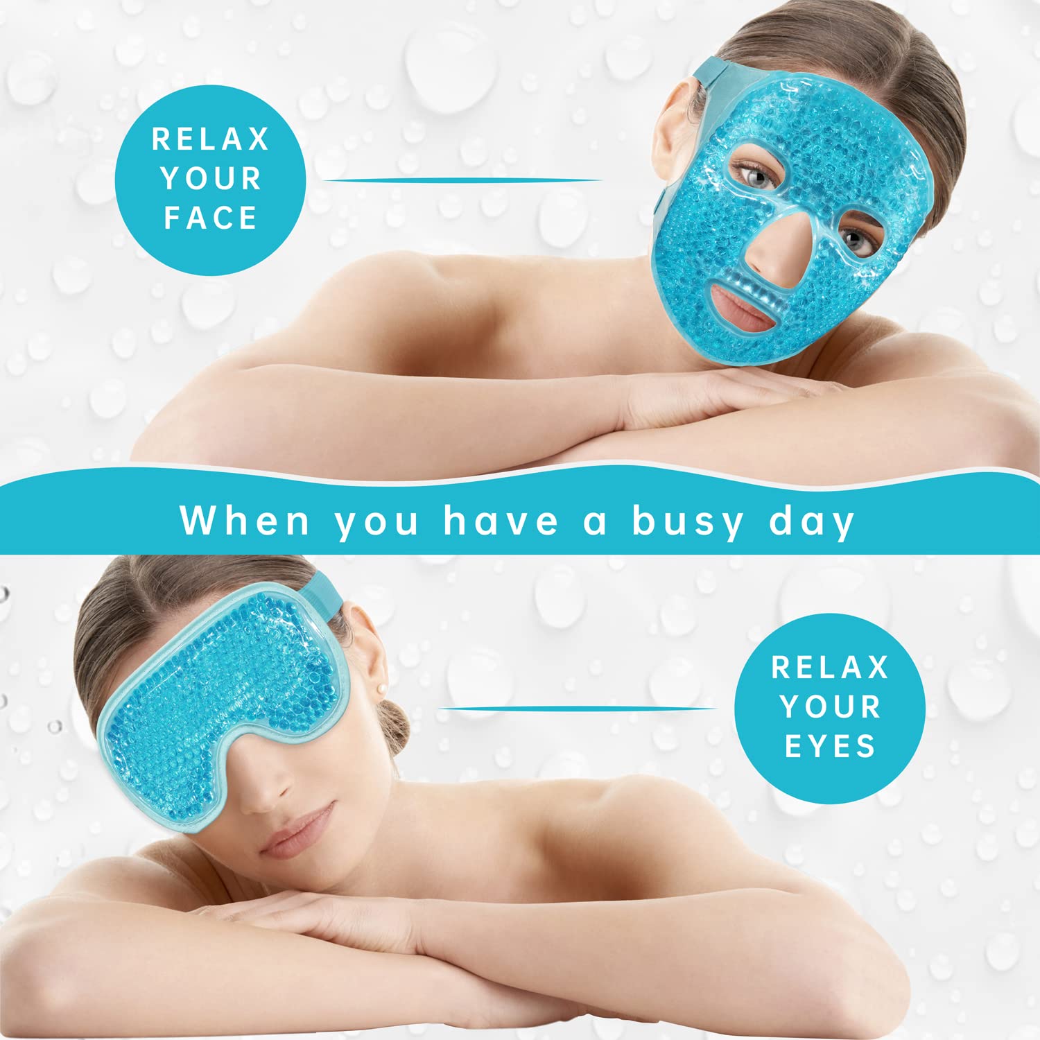 ZNÖCUETÖD Cold Face Eye Mask Ice Pack Reduce Facial Puff, Dark Circles, Hot Cold Compress Pack, Face SPA Gift for Woman Sleeping, Pressure, Headaches, Skin Care, Post Laser Cosmetic Care, Reversible Quick Pick Grocers
