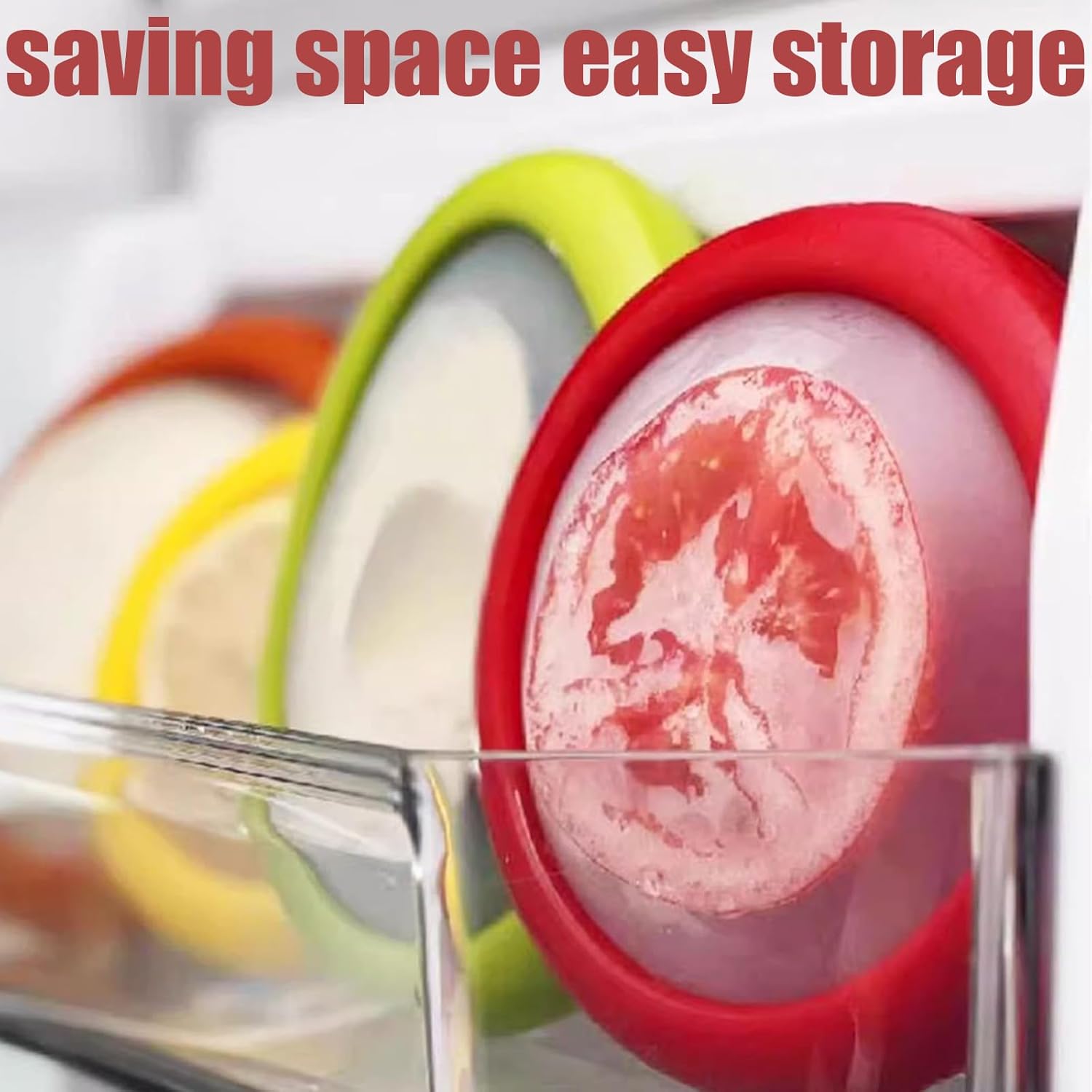 Winb Set of 4 Reusable Fruit and Veggie Savers - Ideal for Avocados, Tomatoes, Apples, Garlic, Onions, and More Quick Pick Grocers