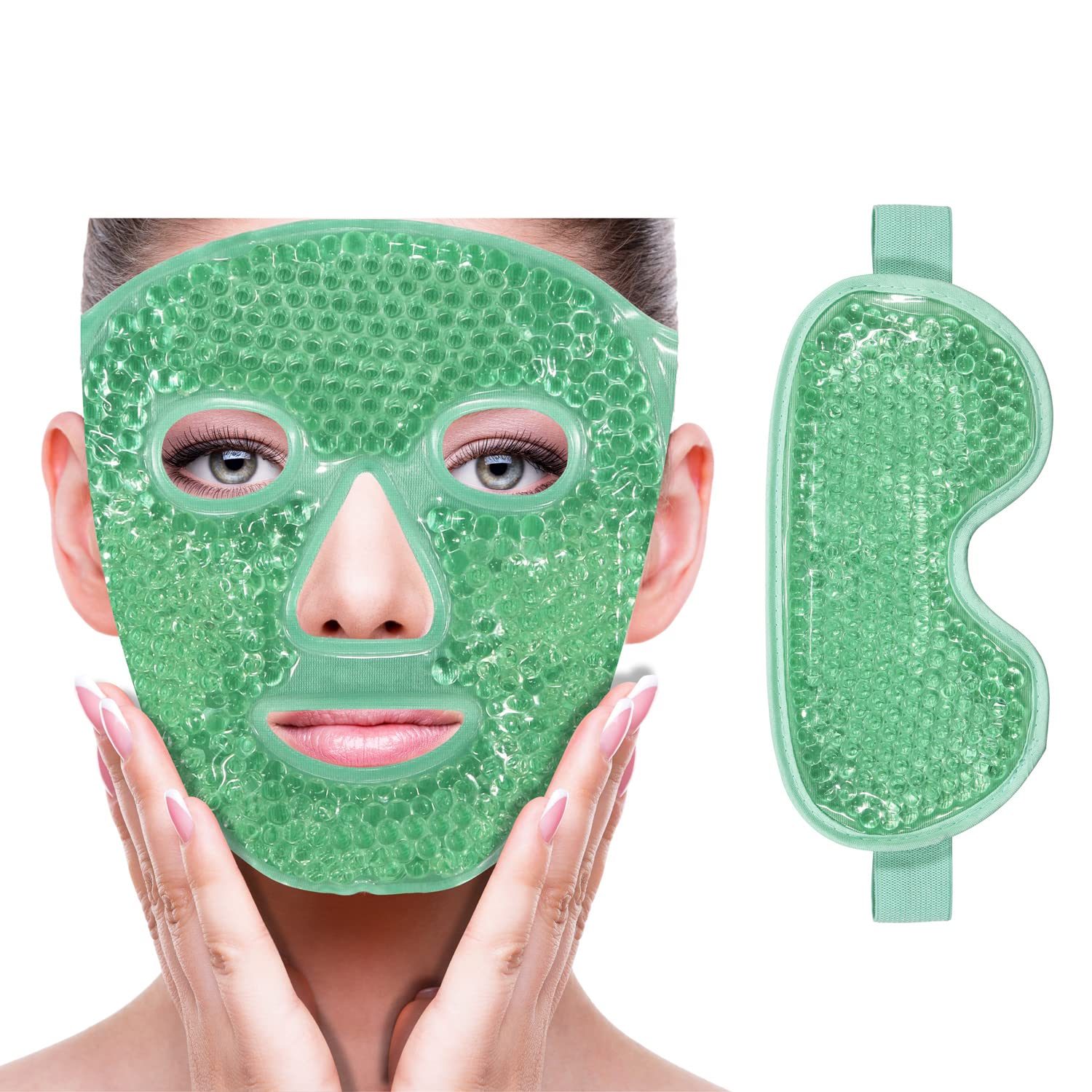 ZNÖCUETÖD Cold Face Eye Mask Ice Pack Reduce Facial Puff, Dark Circles, Hot Cold Compress Pack, Face SPA Gift for Woman Sleeping, Pressure, Headaches, Skin Care, Post Laser Cosmetic Care, Reversible Quick Pick Grocers