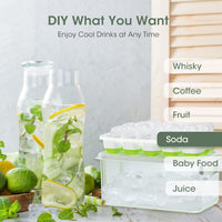 DOQAUS Ice Cube Tray with Lid and Bin - 4 Pack Silicone Ice Cube Trays for Freezer, Stackable Ice Bucket Kits with Storage Container & Scoop for Kitchen, RV, Cocktail, Coffee Quick Pick Grocers