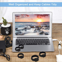 Nettbe Reusable Cable Ties, Adjustable Cord Straps Wire Organizer Cord Wrap and Hook Loop Cable Management Quick Pick Grocers