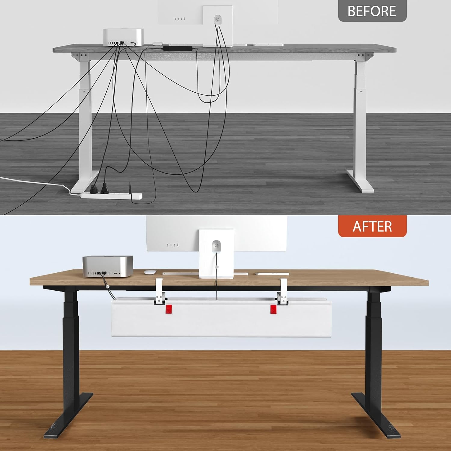 Univivi No Drill Under Desk Cable Management Tray, 36" Cord Organizer for Table, Clamp/Screw Mount Desk Cable Management, Premium Fabric Cable Management Tray for Office, Home Quick Pick Grocers