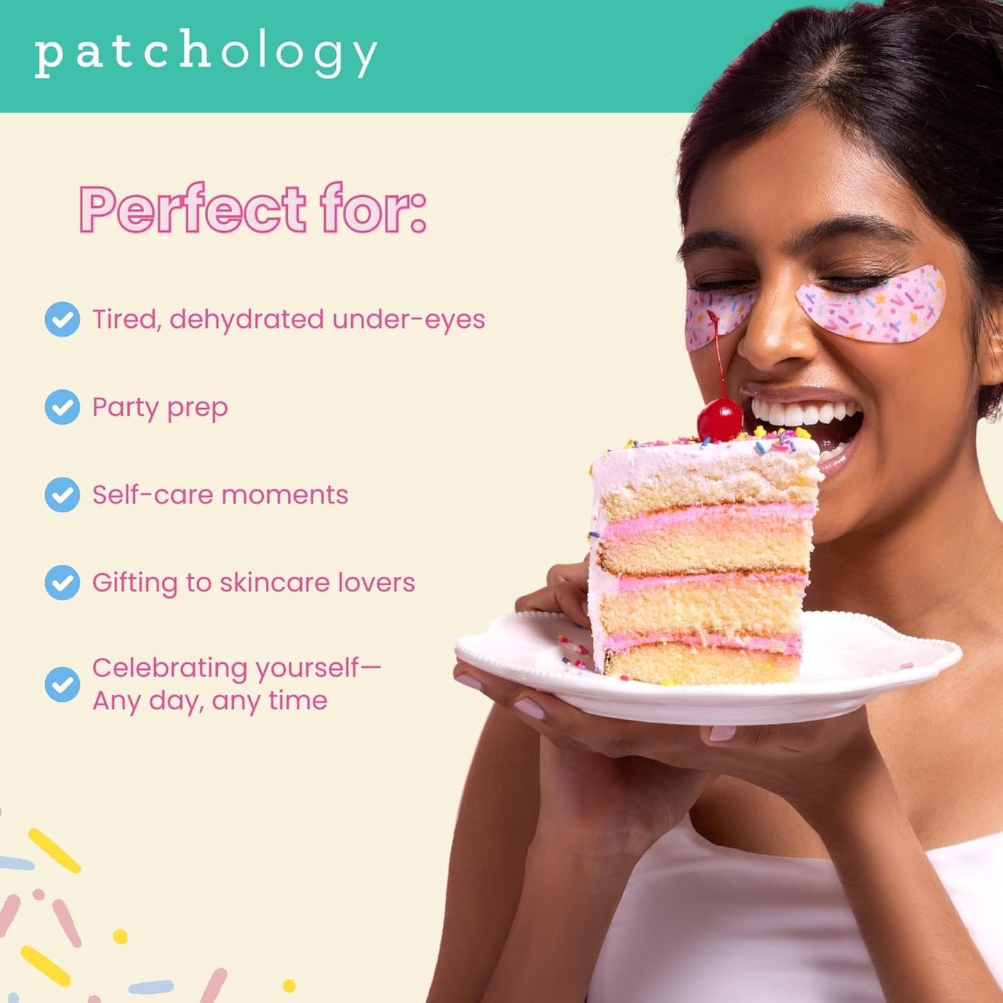 Patchology Eye Want Cake Hydrating & Smoothing Eye Patches – Under Eye Masks for Puffy Eyes, Dark Circles, and Fine Lines – Birthday Cake Inspired Self-Care Essentials, 5-Pack Quick Pick Grocers