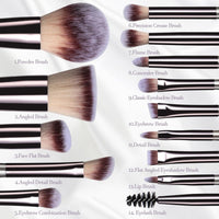 Travel Makeup Brush Set BS-MALL14 PCS Professional Makeup Brushes with Case & Sponge for Foundation, Concealer, Powder, Blush & Eyeshadow, Soft Synthetic Brush Kit for Women, Beginners & Travelers Quick Pick Grocers