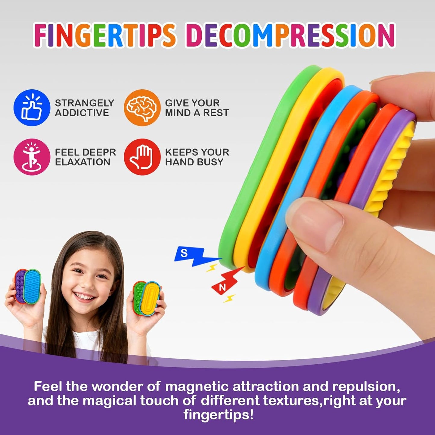 Ziogogco Silicone Magnetic Slider Toys，for Adults & Teens, Relieves Stress and Anxiety in Children with Autism. A Must-Have Toy for Office Desk Toy, Stocking Stuffers for Women Men Teen Gift Quick Pick Grocers