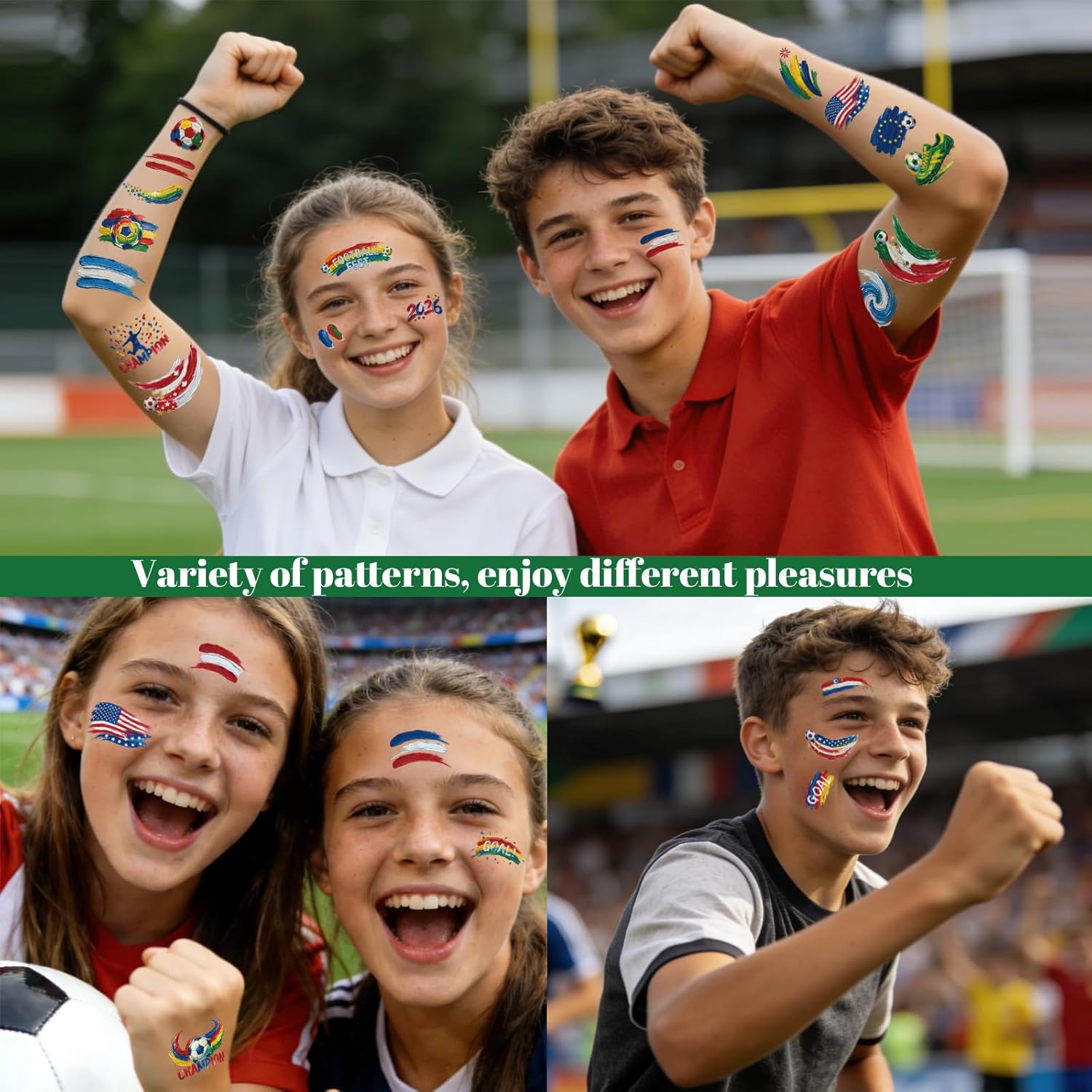 Awinmay 45 Pcs Soccer Tattoos - World Cup Temporary Tattoos for Kids，Adult，Teens，Soccer Party Favors Sports Themed Supplies Fake Tattoo Stickers，World Cup 2026 Merchandise，Kids Goodie Bag Stuffers Quick Pick Grocers