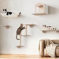 Cat Wall Shelves for Large Cats, 5-in-1 Cat Wall Furniture with Large Hammock and Wide Perch, Wooded Wall Climbing Furniture Set for Indoor Cats Quick Pick Grocers