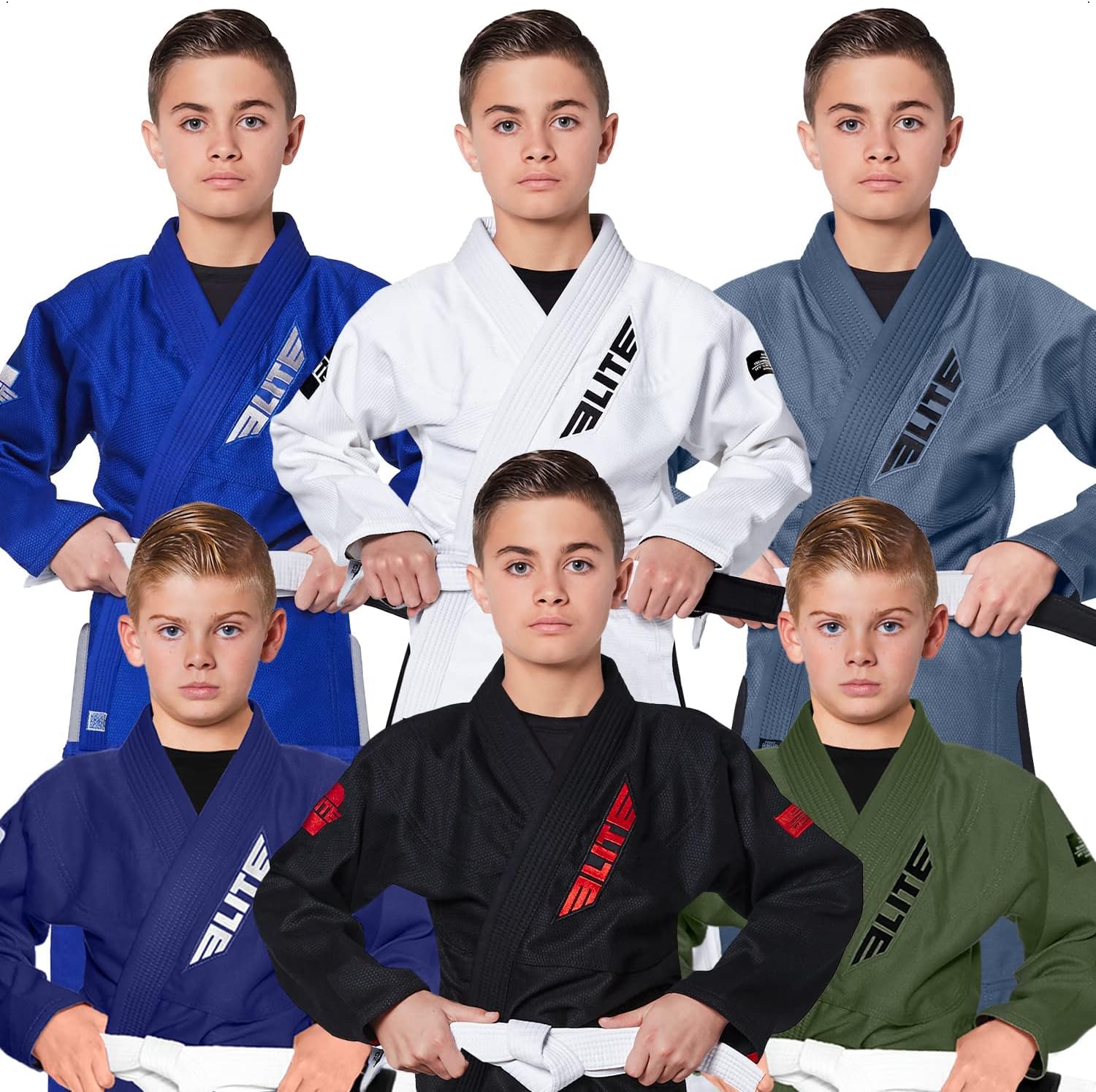 Elite Sports IBJJF Ultra Light BJJ Brazilian Jiu Jitsu Gi for Kids with Preshrunk Fabric and Free Belt Quick Pick Grocers