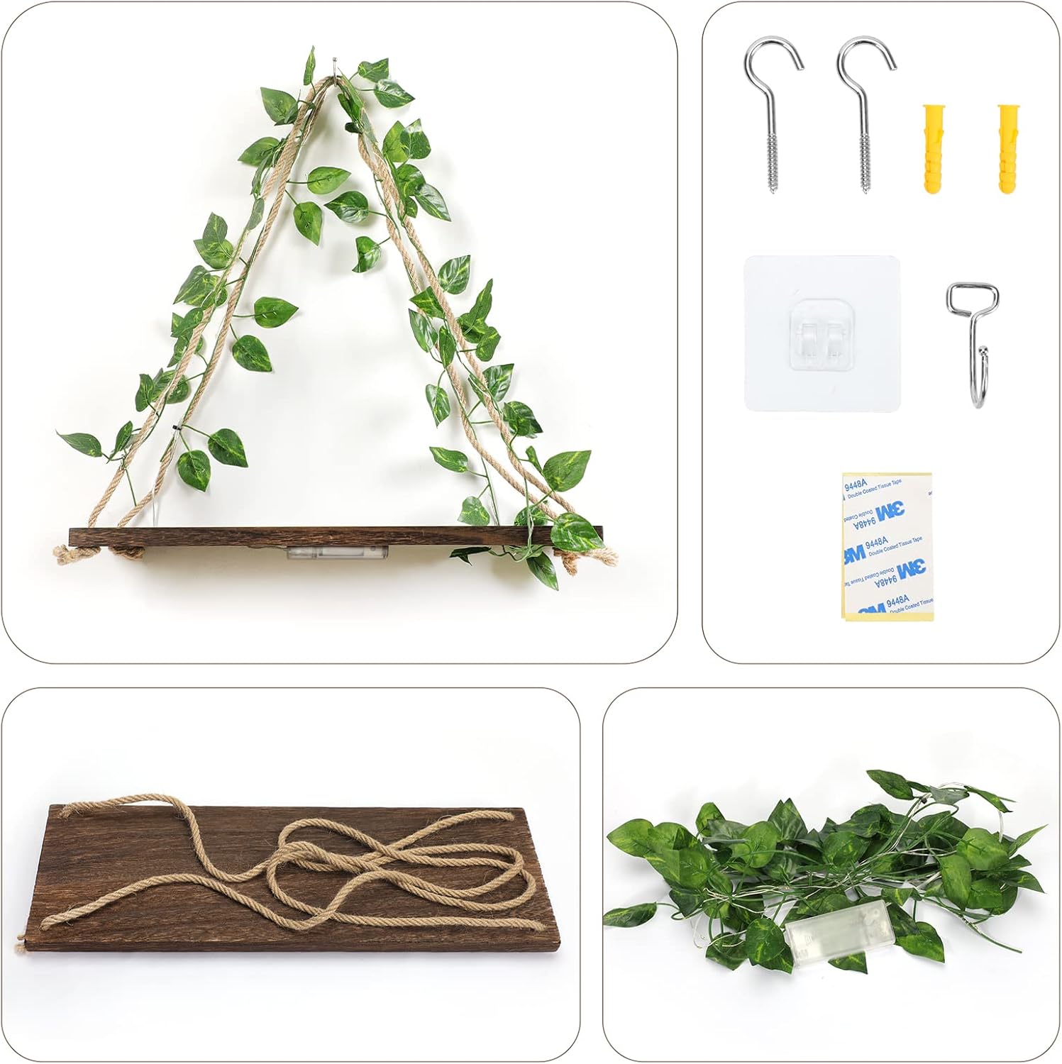 Forest Angle Shelf for Wall,Floating Shelves,Floating Shelves for Wall No Drilling,Adhesive Shelves,Command Strip Shelf,Room Decor Aesthetic,Plant Shelf Wall,Whimsical Decor,2-Piece Set Quick Pick Grocers