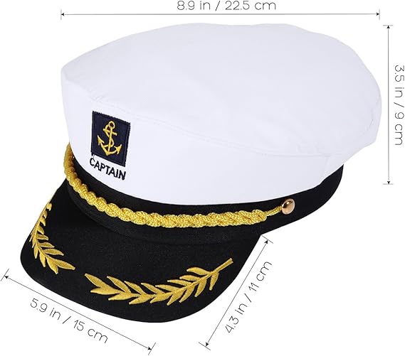 Adult Yacht Captain Hat White Sailor Hat for Women Men Yacht Boat Sailor Captain Cap Marine Admiral Costume Party Cosplay Accessory Quick Pick Grocers