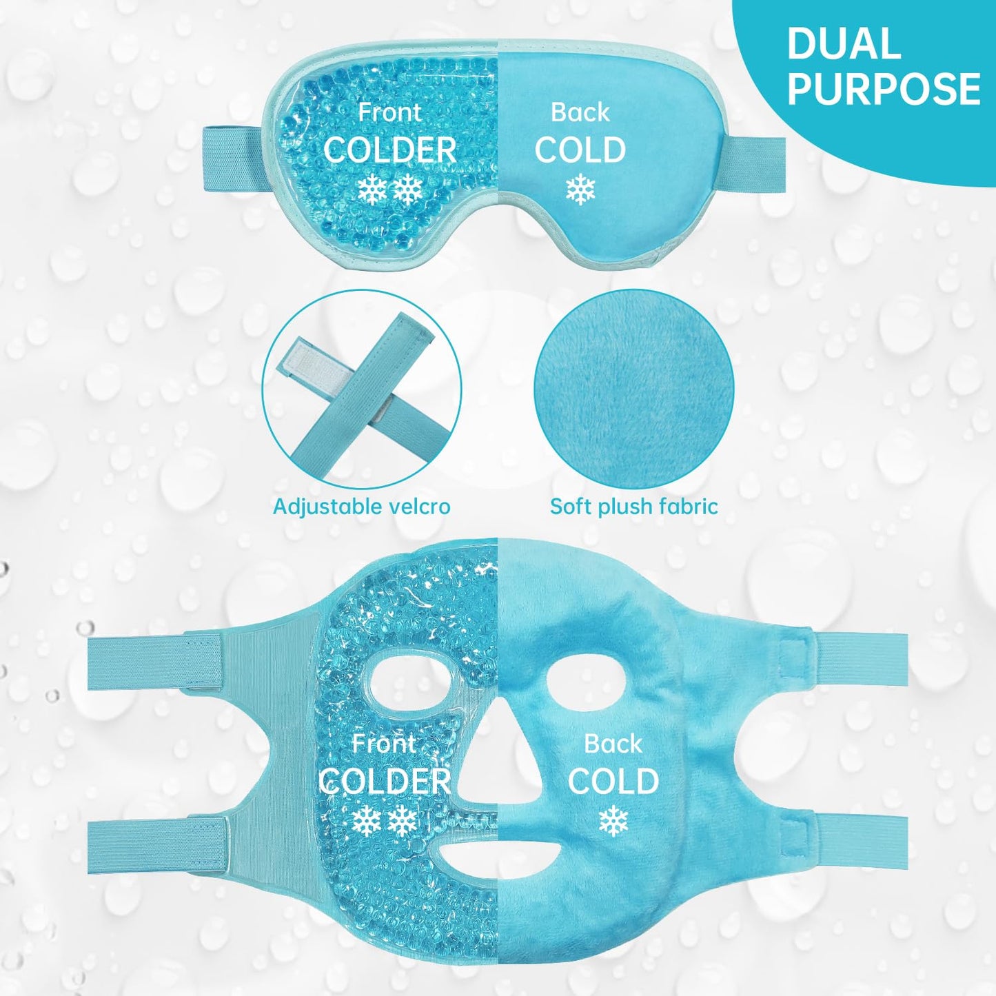 ZNÖCUETÖD Cold Face Eye Mask Ice Pack Reduce Facial Puff, Dark Circles, Hot Cold Compress Pack, Face SPA Gift for Woman Sleeping, Pressure, Headaches, Skin Care, Post Laser Cosmetic Care, Reversible Quick Pick Grocers