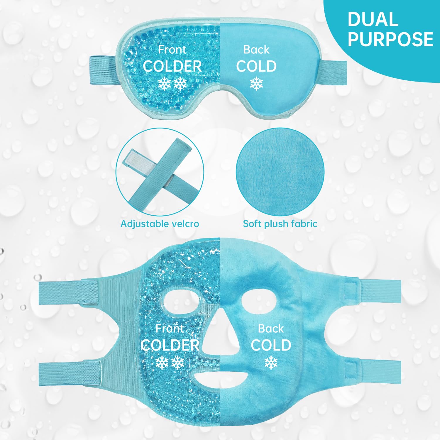 ZNÖCUETÖD Cold Face Eye Mask Ice Pack Reduce Facial Puff, Dark Circles, Hot Cold Compress Pack, Face SPA Gift for Woman Sleeping, Pressure, Headaches, Skin Care, Post Laser Cosmetic Care, Reversible Quick Pick Grocers