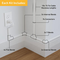 D-Line 157in Cord Hider Kit, Patented Cable Cover, Hide Wires on Wall, Channel for TV Mount Cords, Raceway Wire Hiders, Paintable, Adhesive, Half Round Quick Pick Grocers