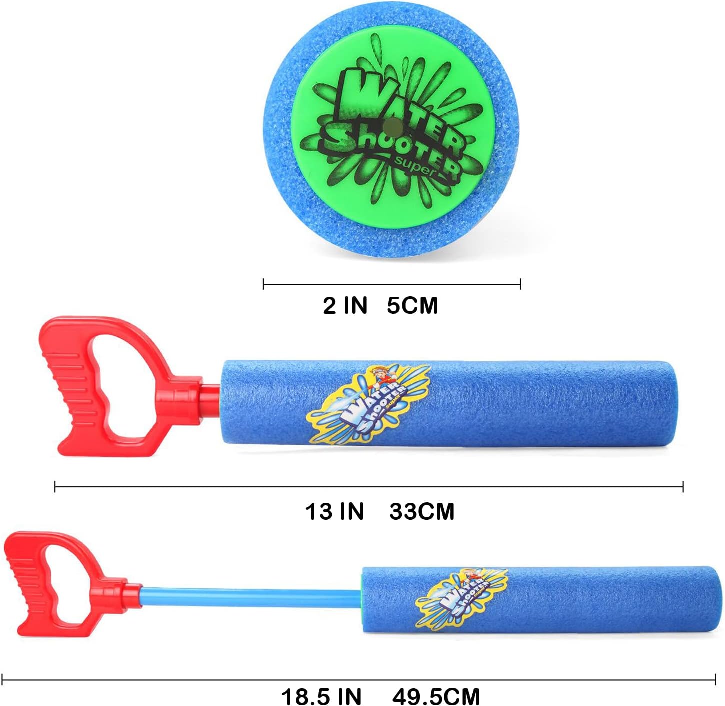 Fun-Here Water Guns Shooter 6 Pack, Super Foam Soakers Blaster Squirt Guns, Pool Noodles Toy with Plastic Handle Summer Swimming Beach Garden Fighting Game,Outdoor Toys for Kids Boys Girls Adults Quick Pick Grocers