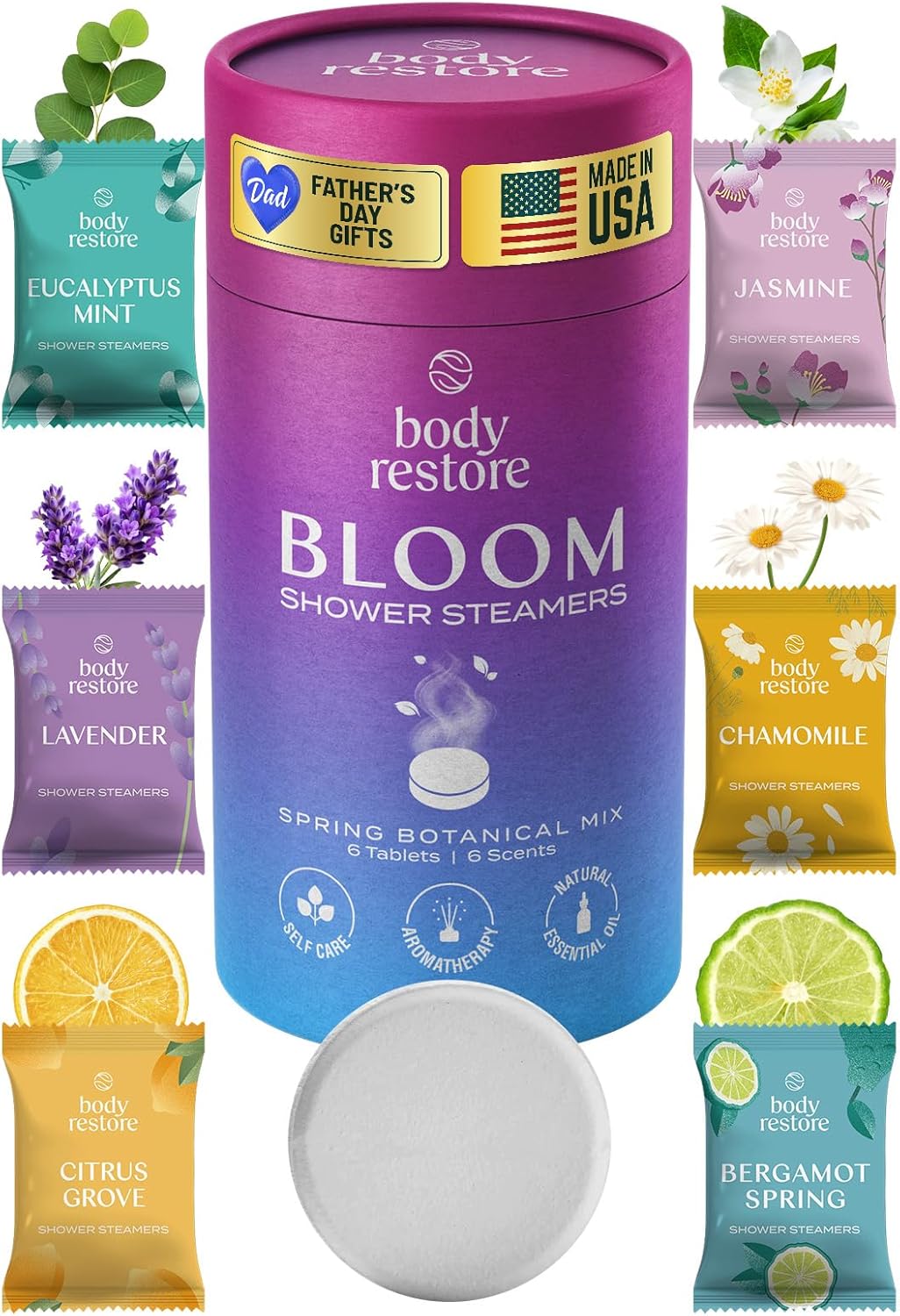 Body Restore Shower Steamers Aromatherapy 15 Pack – Fathers Day Gift for Dad, Luxury Spa Gifts for Men, Relaxation Stress Relief Self Care Quick Pick Grocers
