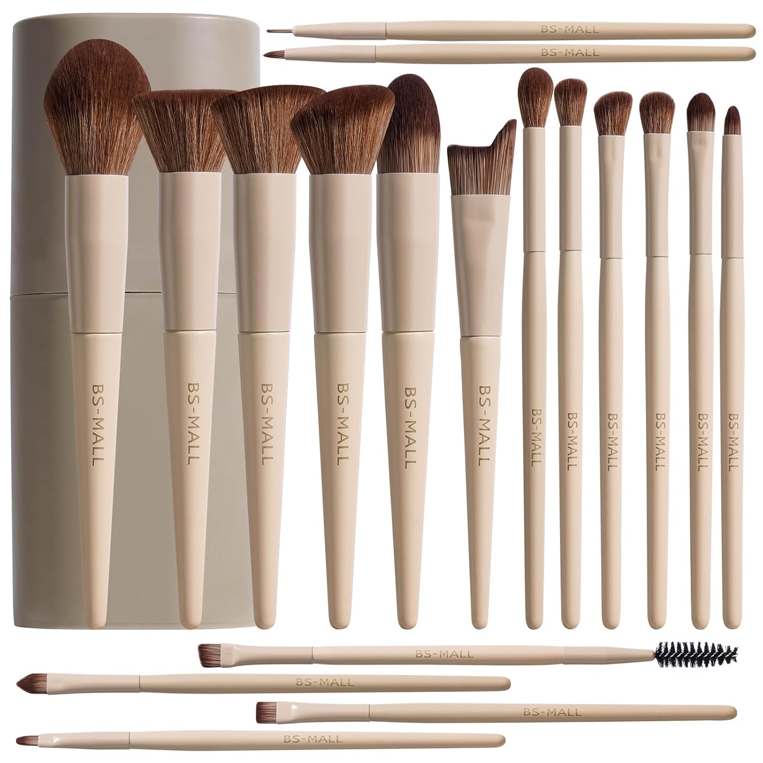 BS-MALL Makeup Brush Set 18 Pcs Professional Foundation Powder Concealers Eyeshadow Blush Synthetic Makeup Brushes with Labeled instruction Black Case Upgraded Version Quick Pick Grocers