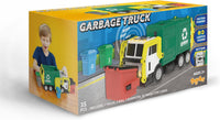 JOYIN Large Friction Powered Garbage Truck Toy Set, Includes Dumpster, Trash Bins, and Learning Cards for Kids Quick Pick Grocers