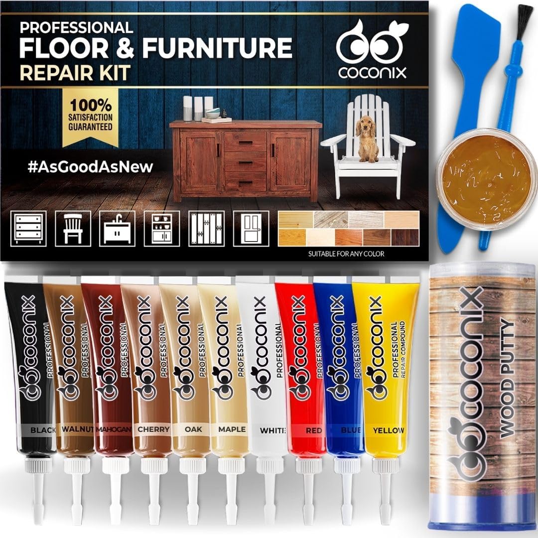 Coconix Floor & Furniture Repair Kit | Fix Scratches, Scuffs, and Dents on Hardwood Floors, Furniture, and Laminate Surfaces | Easy Application with Kneadable Putty Quick Pick Grocers